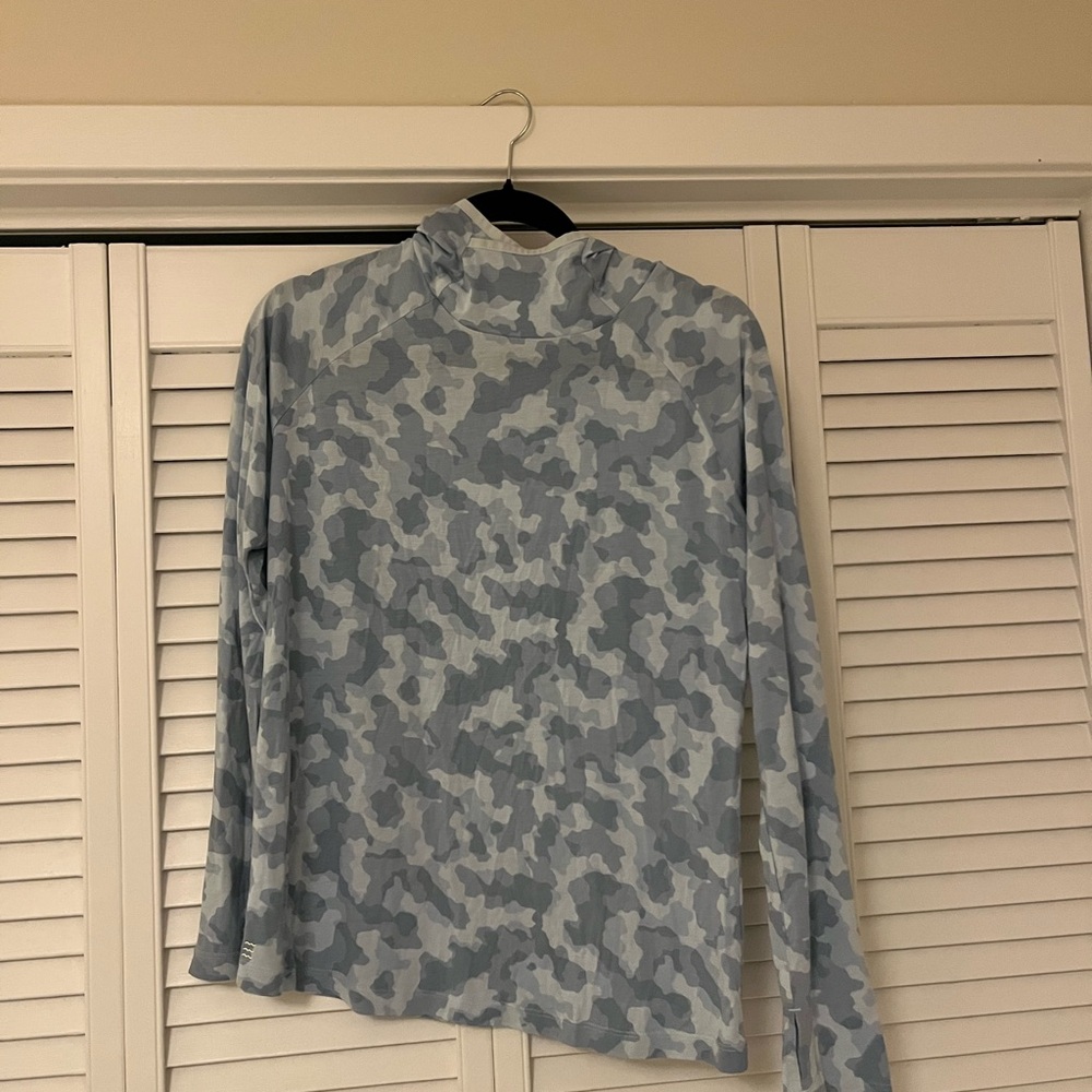 Free Fly Bamboo Lightweight Hoodie Light Blue Camouflage Long Sleeve Sun Shirt